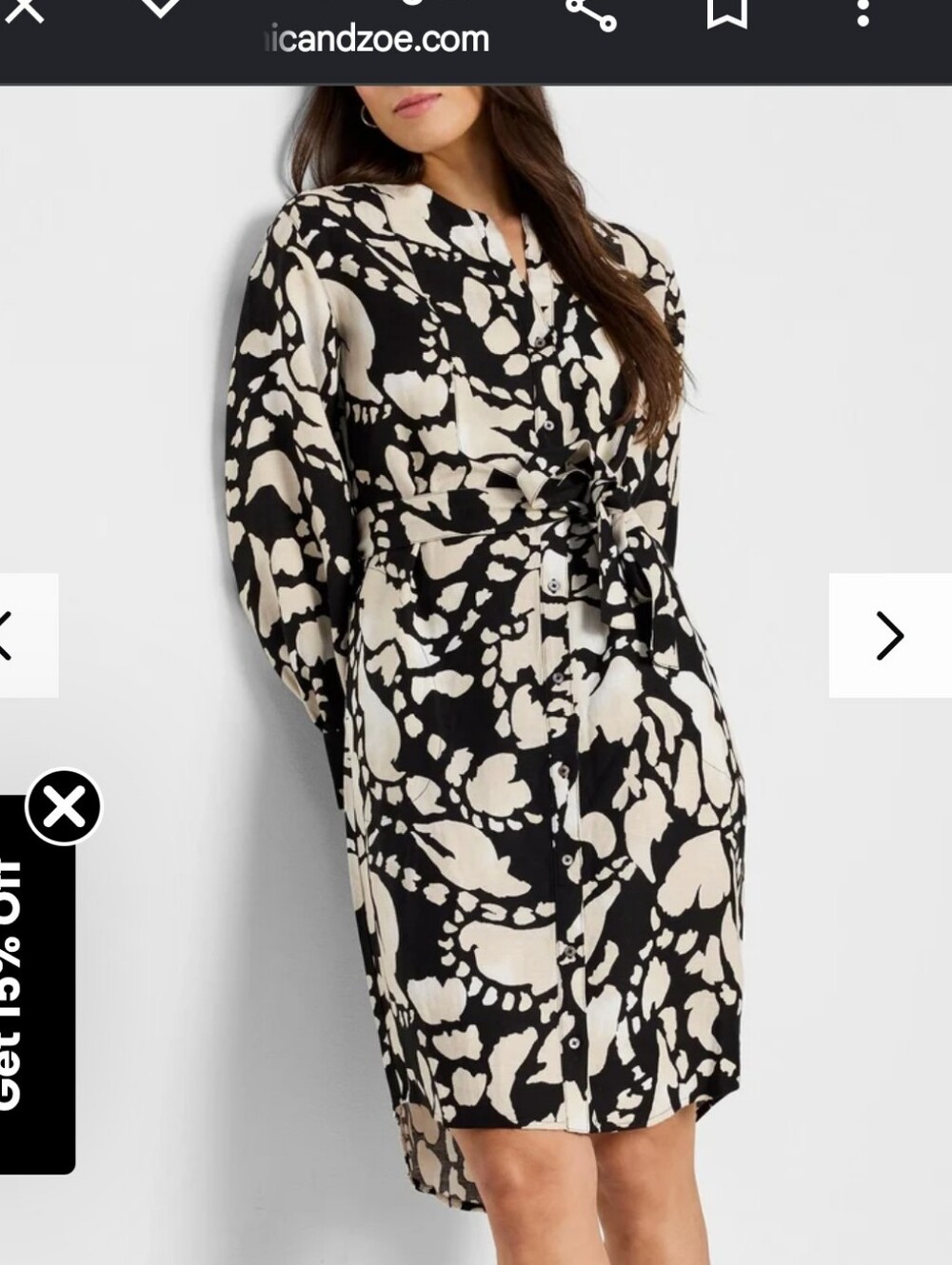 NIC+ZOE Black & White Floral Midi Wrap Dress